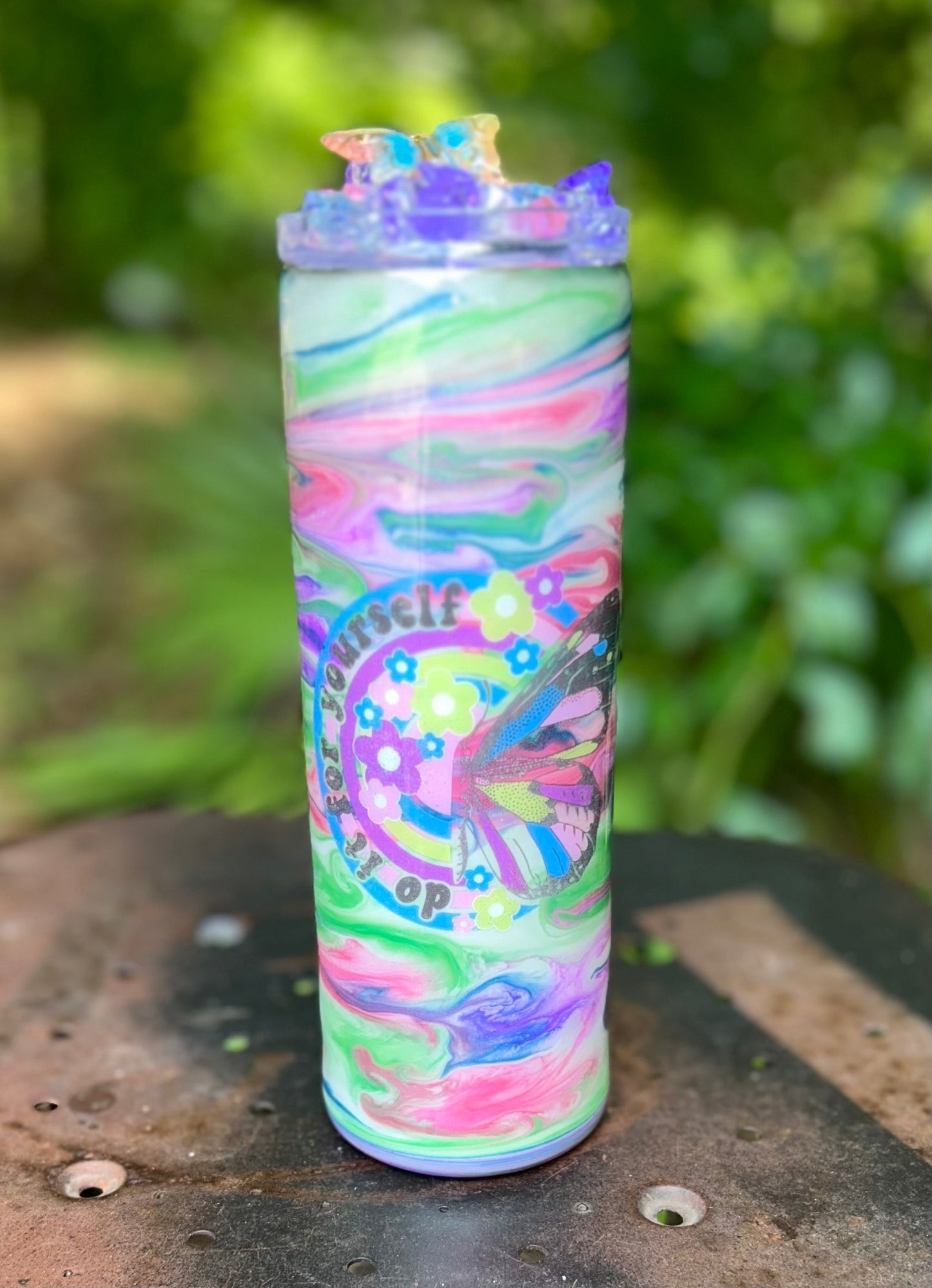 20 ounce Butterfly Tumbler with Topper