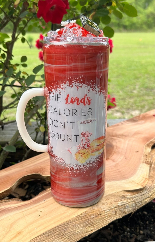 20 ounce Chic Calories Handle Tumbler